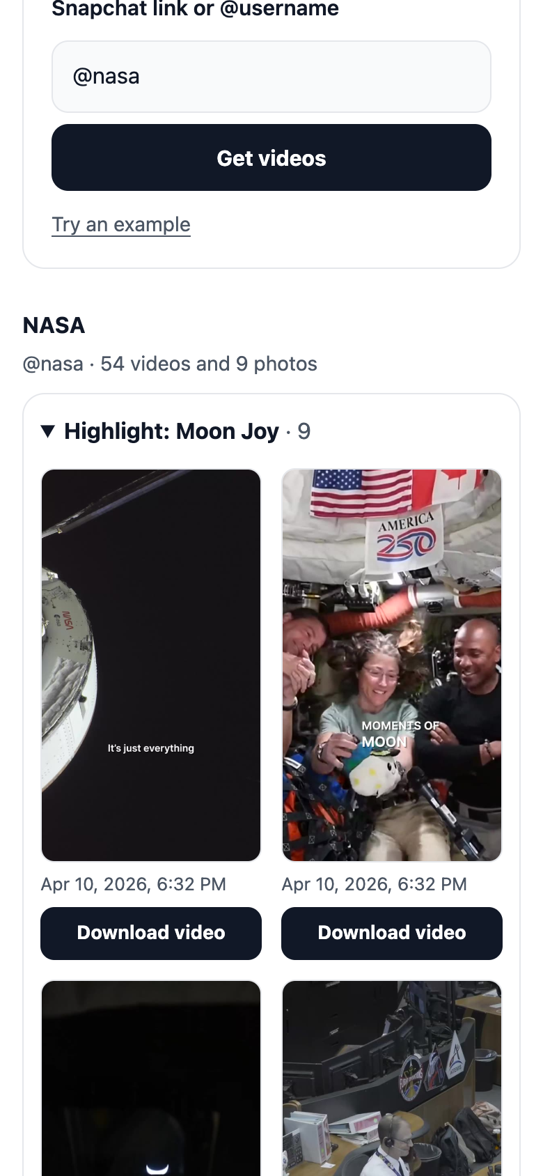 The page on a phone with a profile looked up
