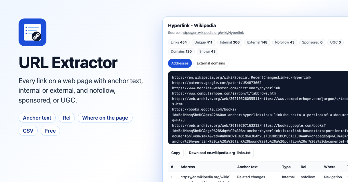 Free URL Extractor - Extract All Links from Any Web Page