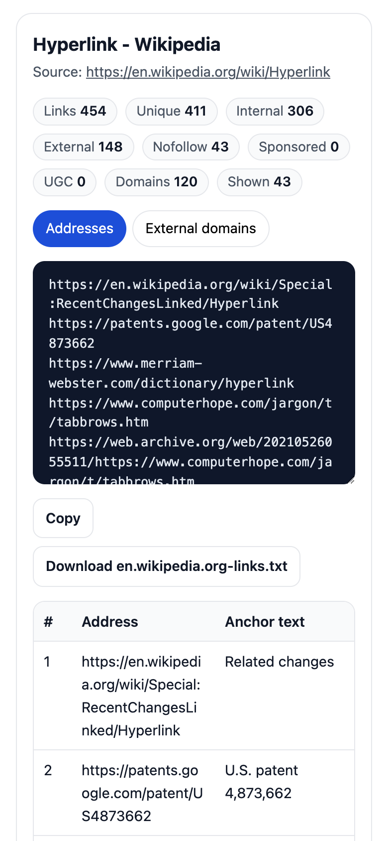 The URL Extractor on a phone