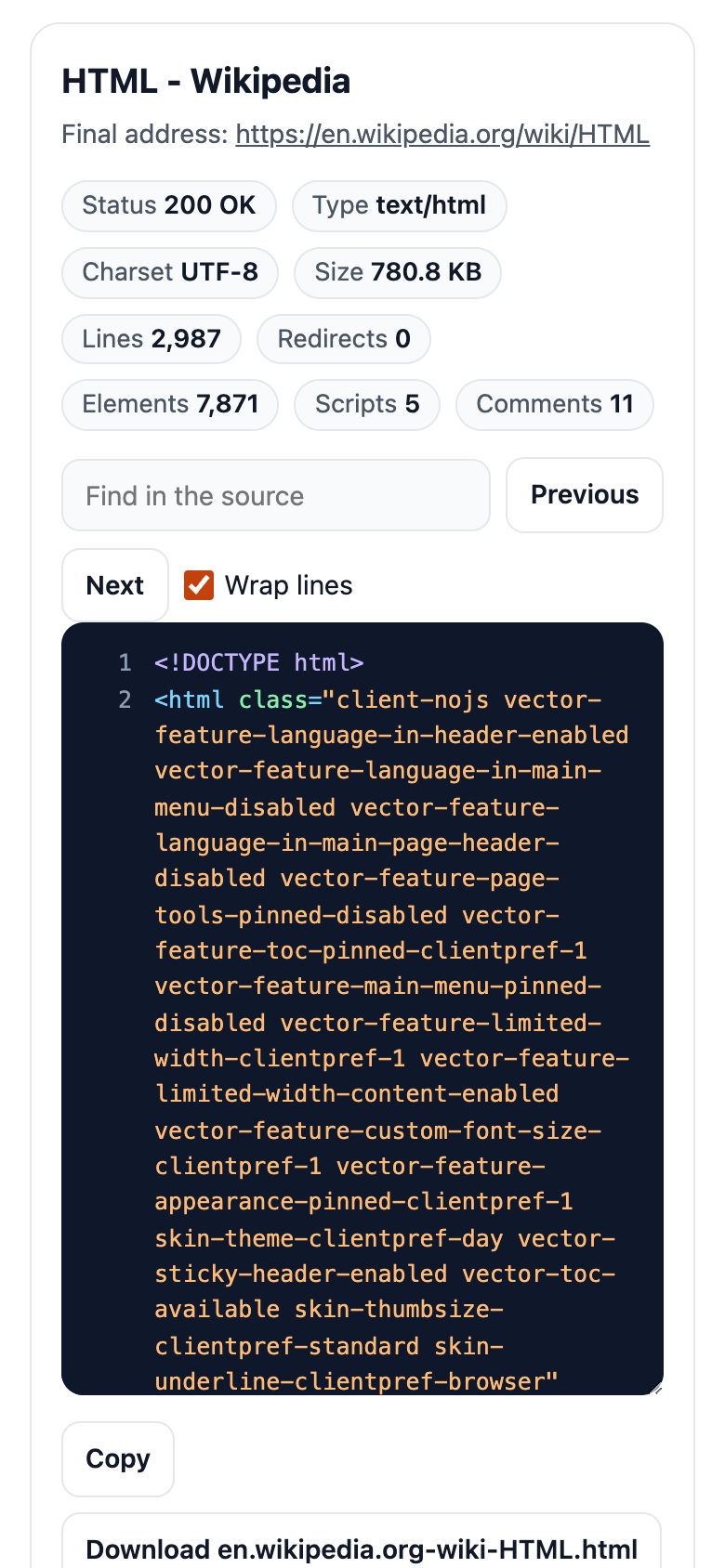 URL to HTML on a phone